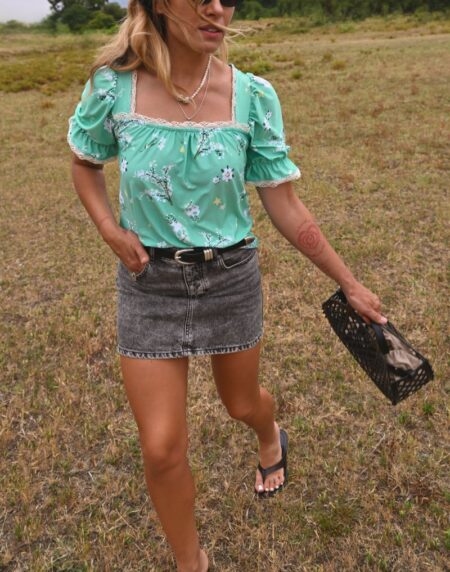 CAMISA "FLORA" VERDE AGUA