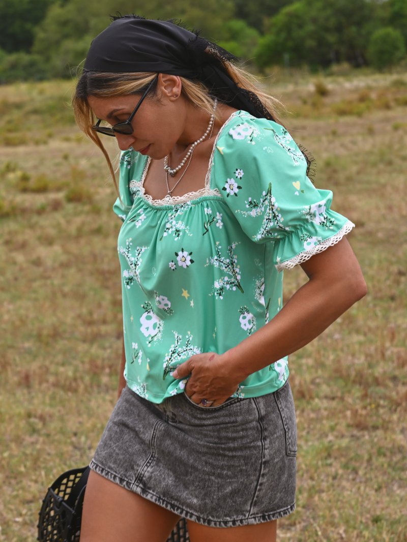 CAMISA "FLORA" VERDE AGUA - Imagen 3