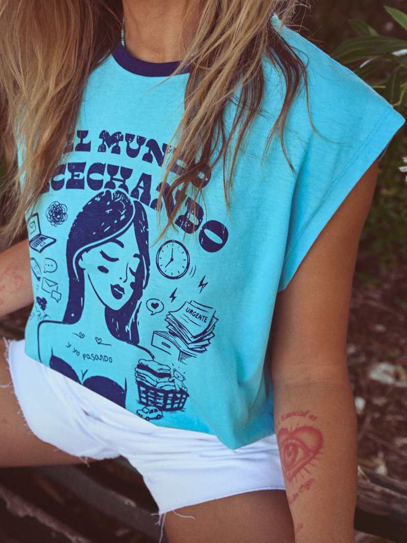 CAMISETA AIRE RETRO"ACECHANDO" AZUL - Imagen 4