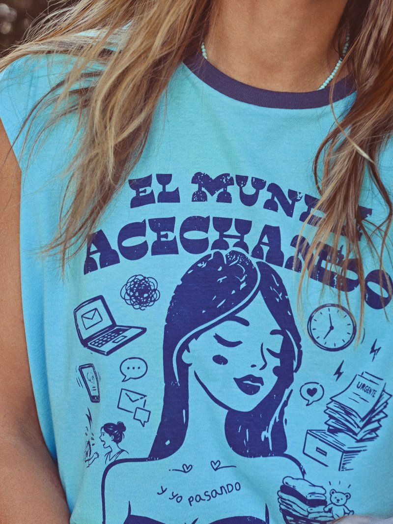 CAMISETA AIRE RETRO"ACECHANDO" AZUL - Imagen 2
