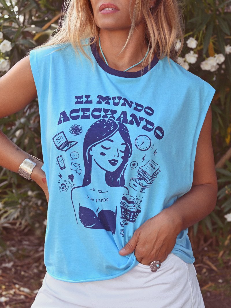 CAMISETA AIRE RETRO"ACECHANDO" AZUL - Imagen 5