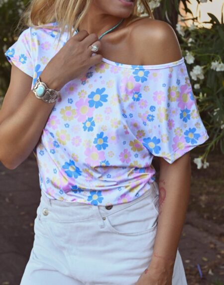 CAMISETA AIRE RETRO CRU "FLOWER POWER