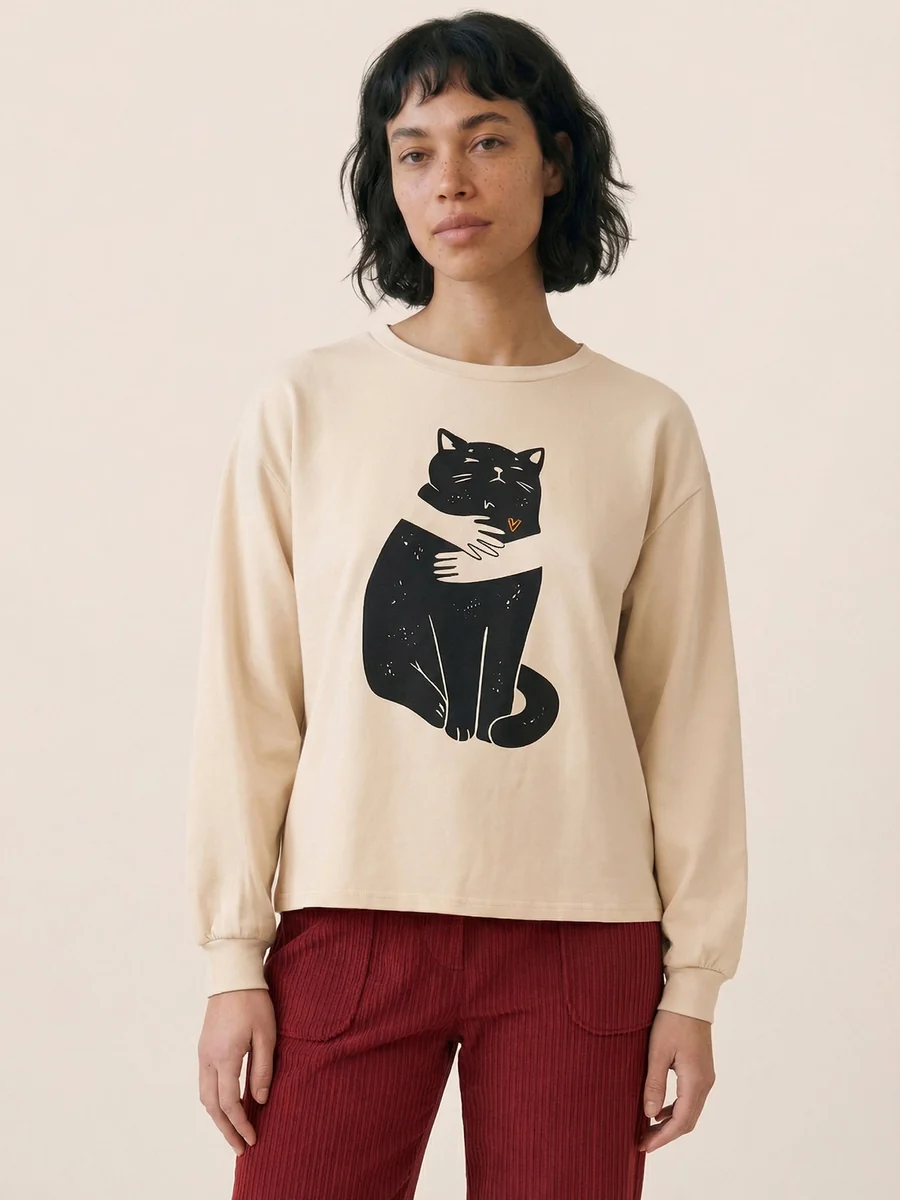 CAMISETA BLACK CAT BEIGE