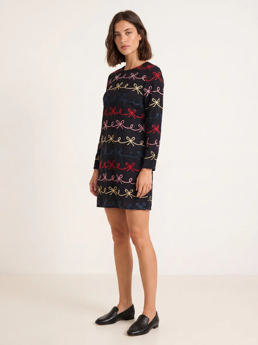 Vestido Corto Bordado Lazos - Imagen 5