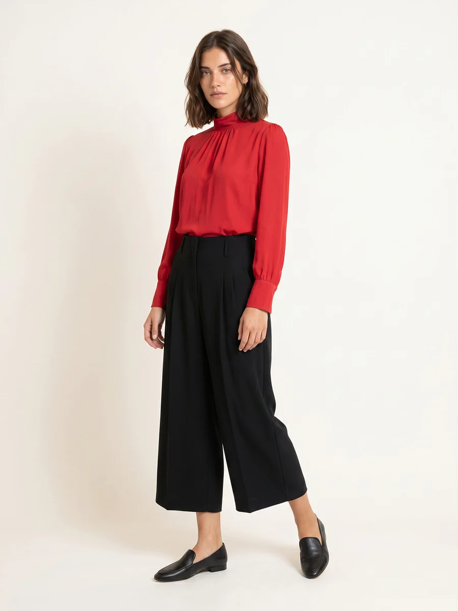 Pantalón Ancho Crepé Negro - Imagen 2