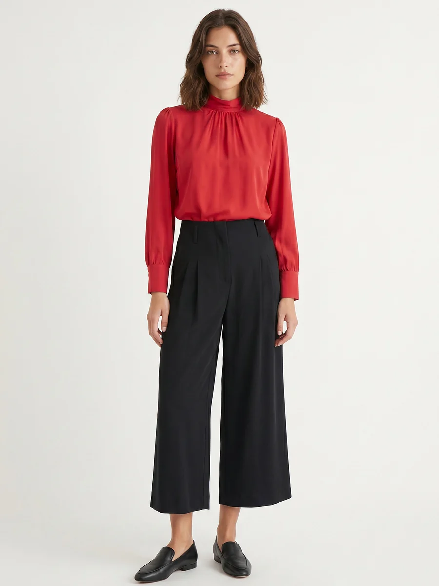 Pantalón Ancho Crepé Negro
