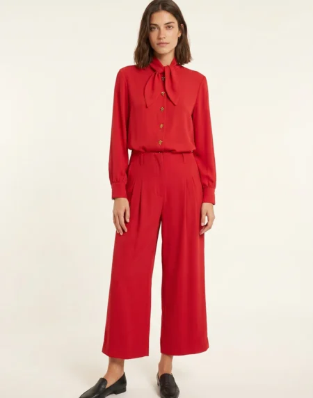 Pantalón Ancho Crepé Rojo