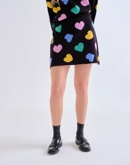 Falda corta de punto con estampado Candy