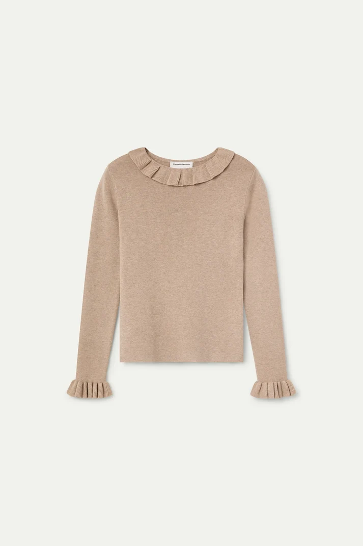 Top con volantes de punto beige - Imagen 5