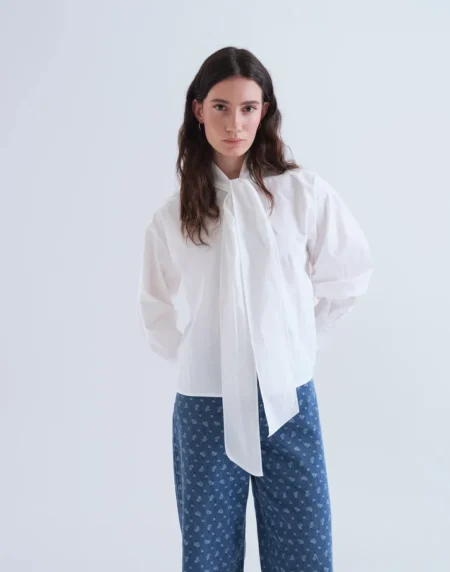 Camisa lazada 100% algodón blanco