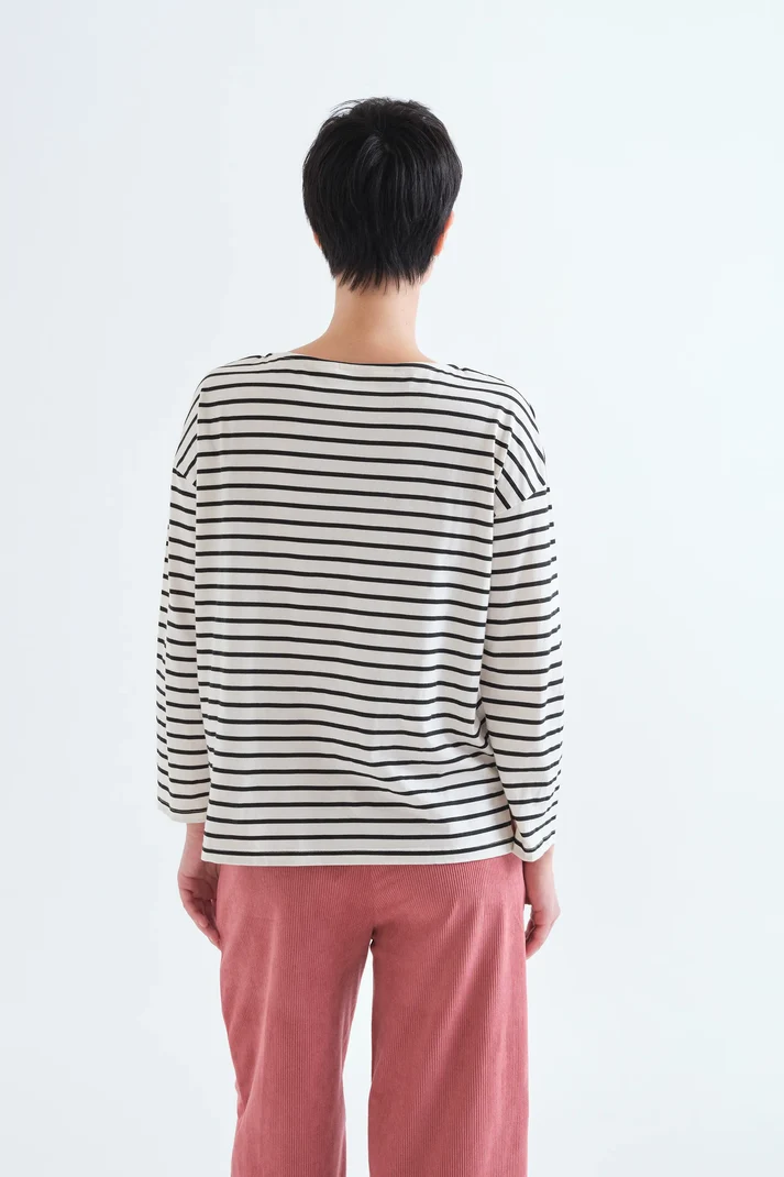 Camiseta estampada rayas negra y blanca y dibujo de zorrito - Imagen 6
