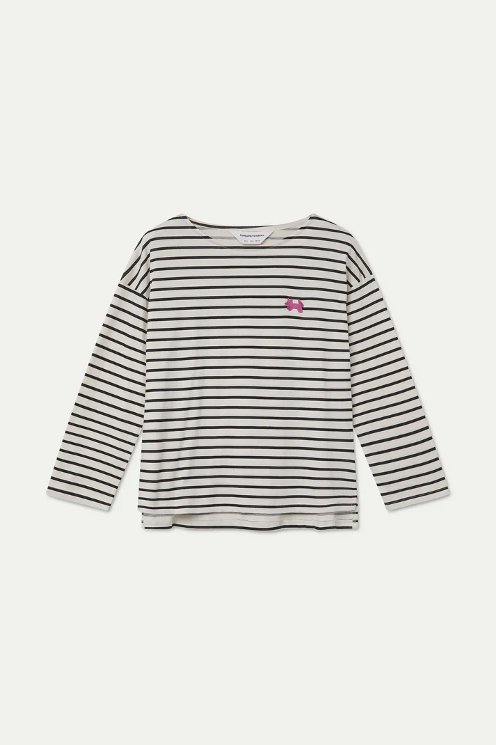 Camiseta estampada rayas negra y blanca y dibujo de zorrito - Imagen 4