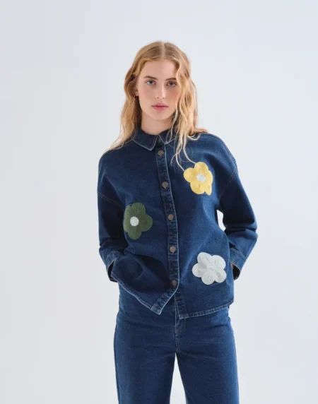 Camisa vaquera azul con estampado Euphonia