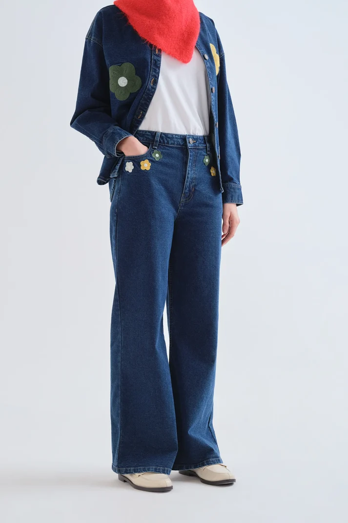 Pantalón vaquero azul con estampado Euphonia