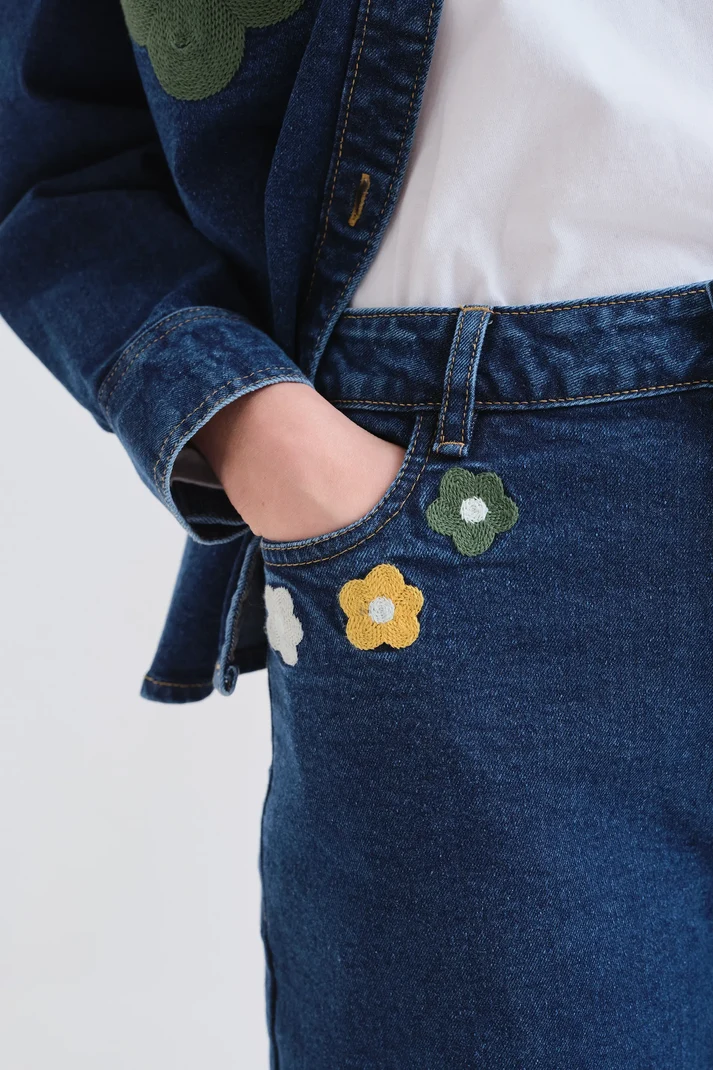 Pantalón vaquero azul con estampado Euphonia - Imagen 2