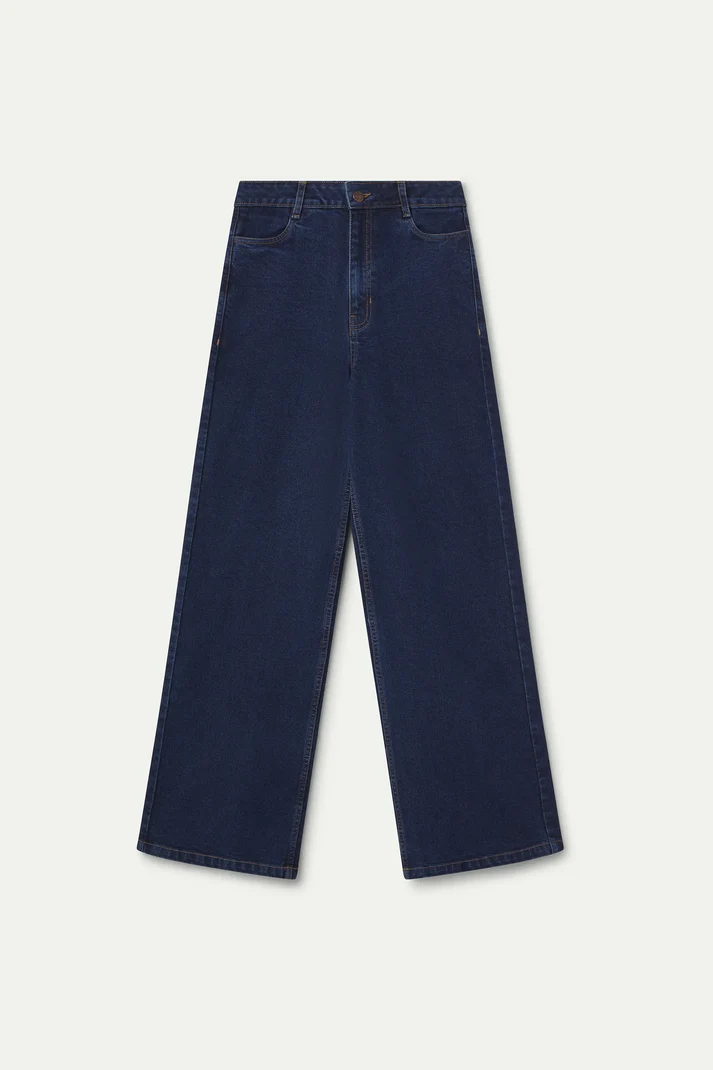 Pantalón vaquero azul marino con bolsillos de corazones - Imagen 3