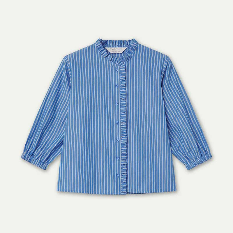 Camisa de rayas azul con detalle de volantes - Imagen 4