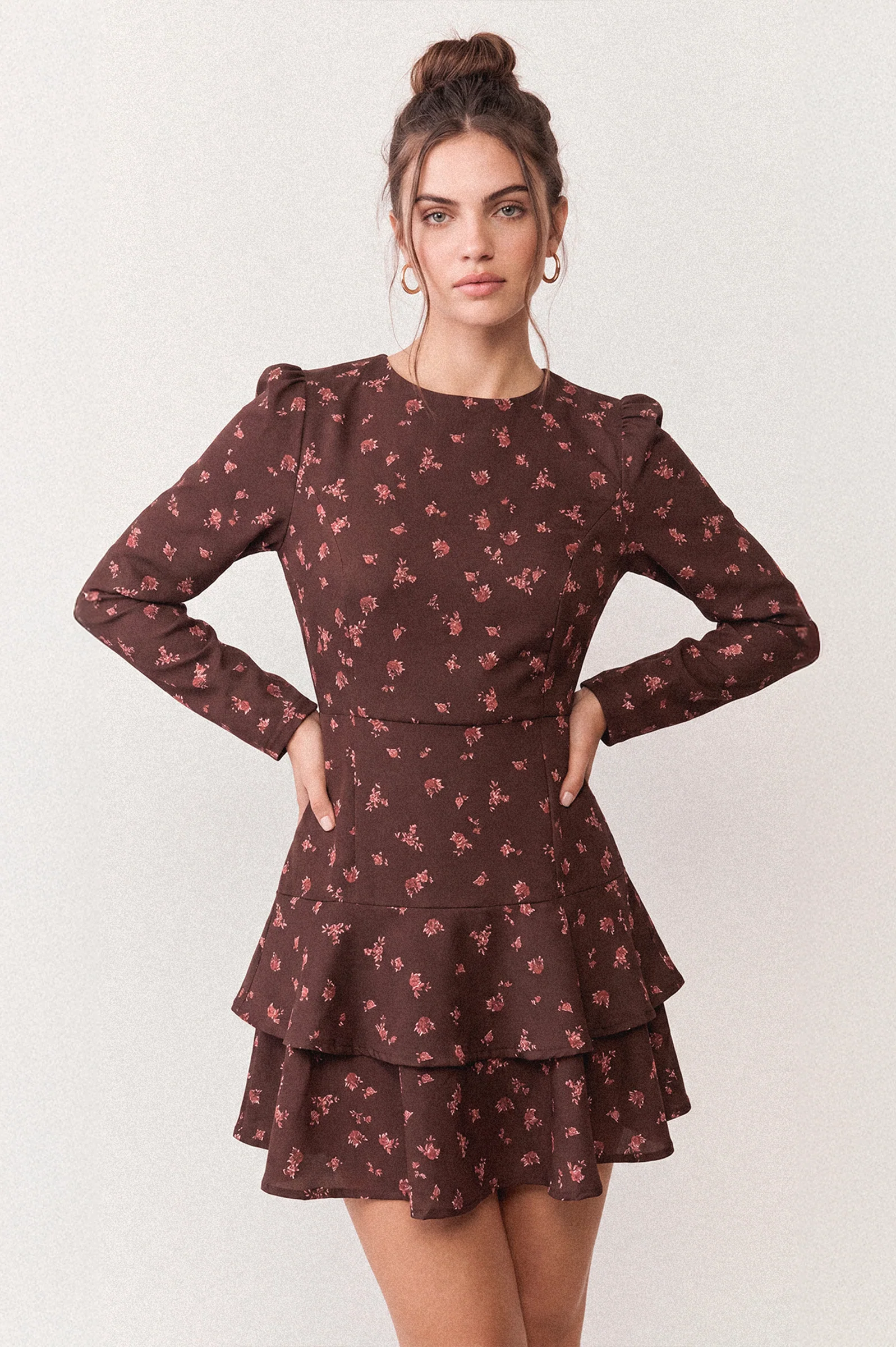 VESTIDO MARIELA LIBERTY MARRÓN - Imagen 3