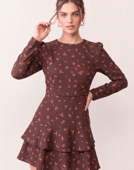 VESTIDO MARIELA LIBERTY MARRÓN