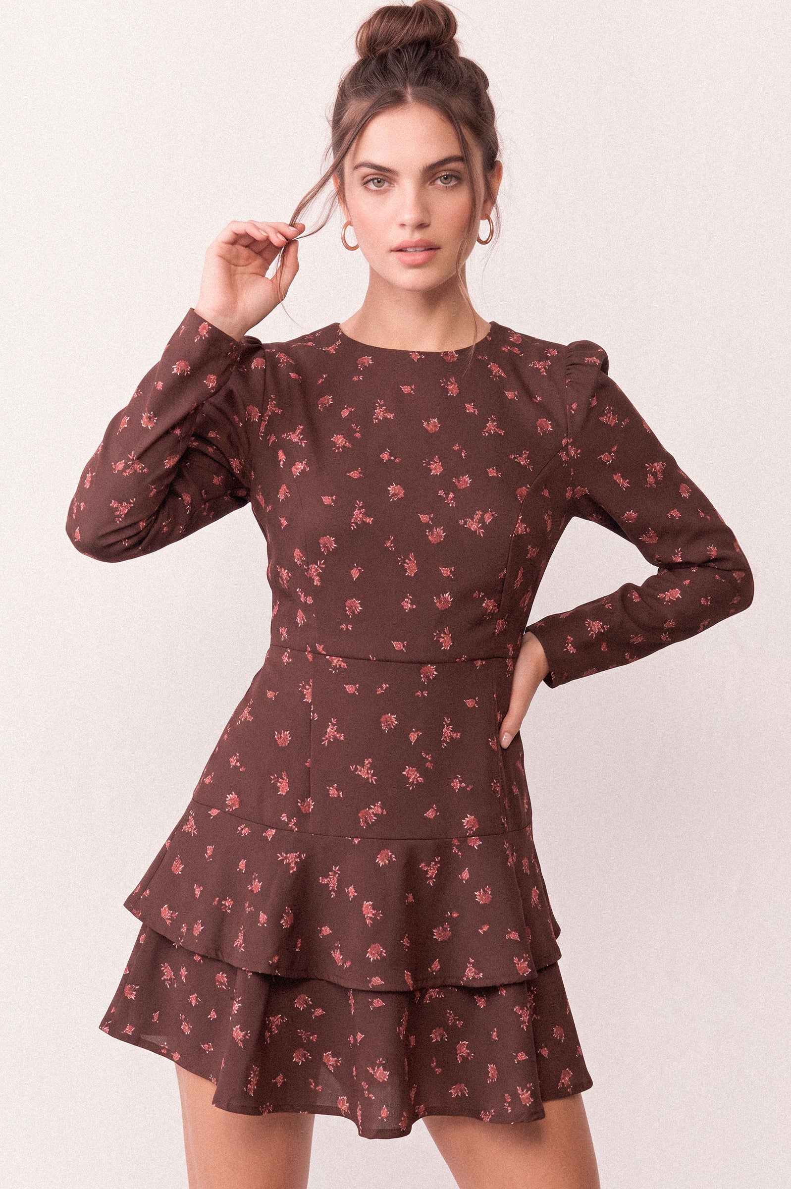 VESTIDO MARIELA LIBERTY MARRÓN