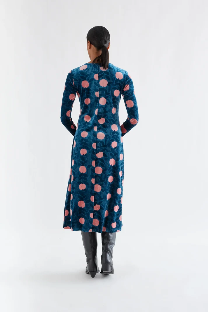 Vestido midi de terciopelo con estampado Lychee - Imagen 6