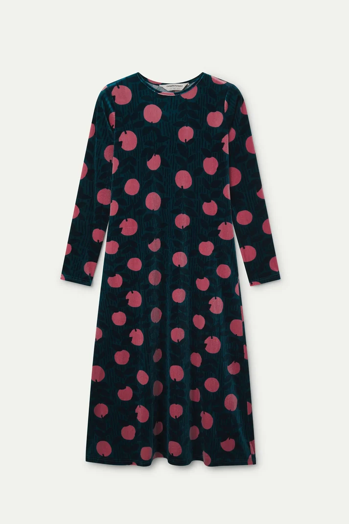 Vestido midi de terciopelo con estampado Lychee - Imagen 4