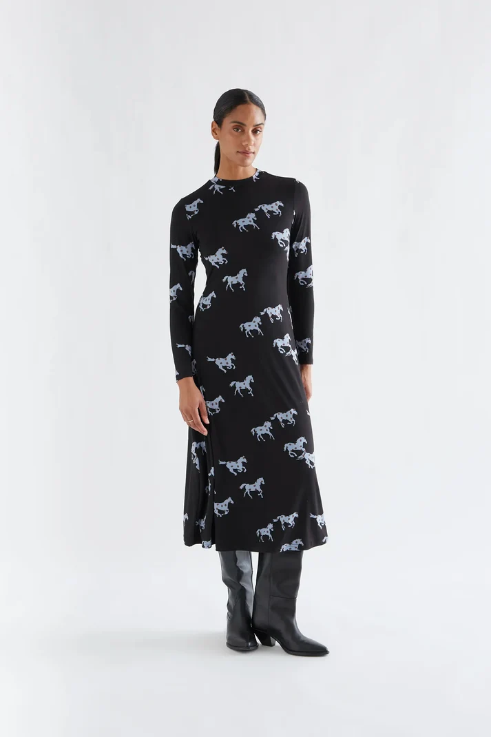 Vestido midi con estampado Horse