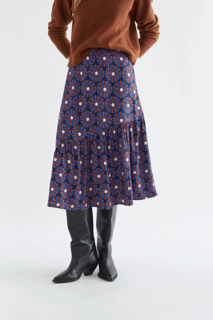 Falda midi con estampado Chocolate Flower - Imagen 6
