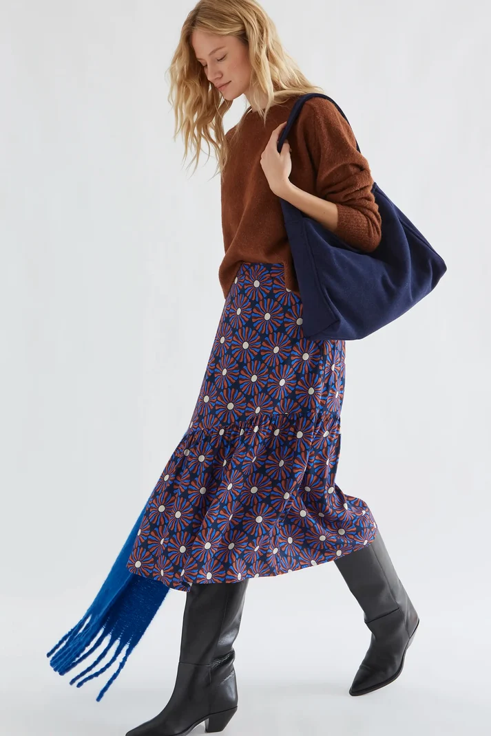 Falda midi con estampado Chocolate Flower - Imagen 2